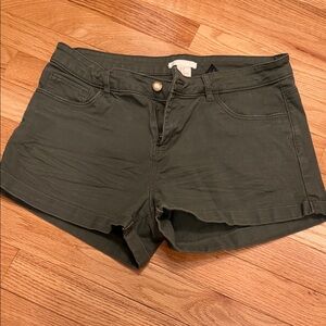H&M Dark Green Jean Shorts for Women